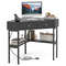 Triangle Corner Desk with Charging Station Compact Space-Saving Design with 2 Drawers & Storage Shelf