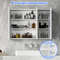36 Frameless Bathroom Wall Mounted Mirror Cabinet With 3 Doors  Adjustable Shelves 2