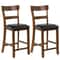 2Piece Counter Height Chair Set With Leather Seat Sturdy Rubber Wood Legs 4