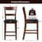 2Piece Counter Height Chair Set With Leather Seat Sturdy Rubber Wood Legs 3