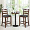 2 Pieces Counter Height Chairs With Fabric Seat  Rubber Wood Legs Retro Kitchen  Bar Stools 1