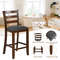 2 Pieces Counter Height Chairs With Fabric Seat  Rubber Wood Legs Retro Kitchen  Bar Stools 7