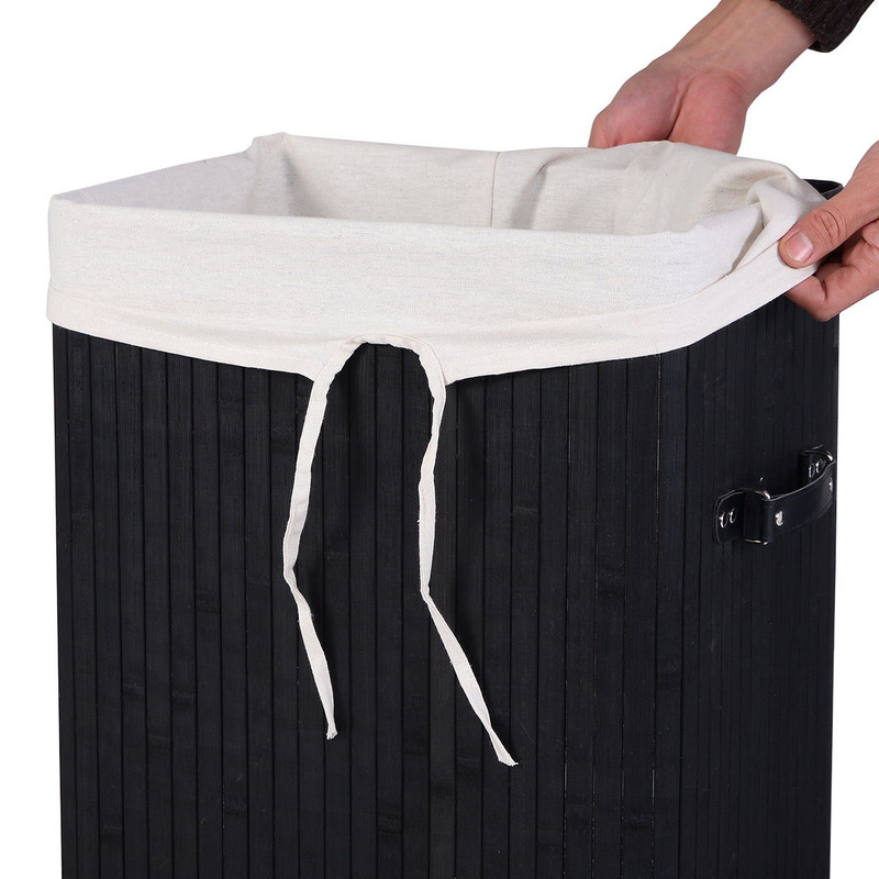 Bamboo Laundry Hamper With Lid 19 Gal Rectangle Clothes Basket With Handles Large Storage Space 0