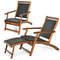 Acacia Wood Frame Folding Lounge Chair Adjustable Patio Rattan Chair With Retractable Footrest 5