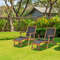 Acacia Wood Frame Folding Lounge Chair Adjustable Patio Rattan Chair With Retractable Footrest 1