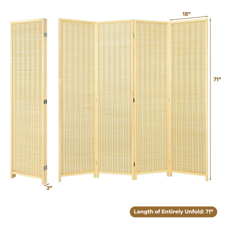Portable 6 Ft Folding Room Divider Screen  4Panel Space Separator For Privacy  Decoration 7