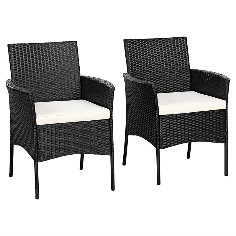 2Piece Patio Wicker Chairs With Cozy Seat Cushions AllWeather Outdoor Lounge Set 3