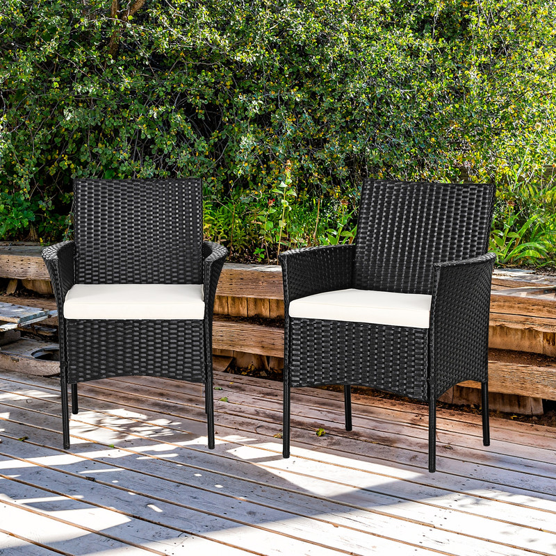 2Piece Patio Wicker Chairs With Cozy Seat Cushions AllWeather Outdoor Lounge Set 5