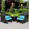 5Piece Patio Rattan Furniture Set With Ottoman Tempered Glass Coffee Table 0