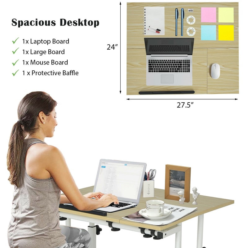 Mobile Standing Up Desk Adjustable Computer Desk With Tilting Workstation For Home Office 5