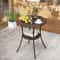 Round PE Wicker Patio Bistro Table With Tempered Glass Top And Lower Shelf SunResistant Rattan Desi 1