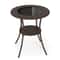 Round PE Wicker Patio Bistro Table With Tempered Glass Top And Lower Shelf SunResistant Rattan Desi 3
