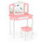 Kids Princess Vanity Table and Stool Set with Tri-Folding Mirror & Drawer