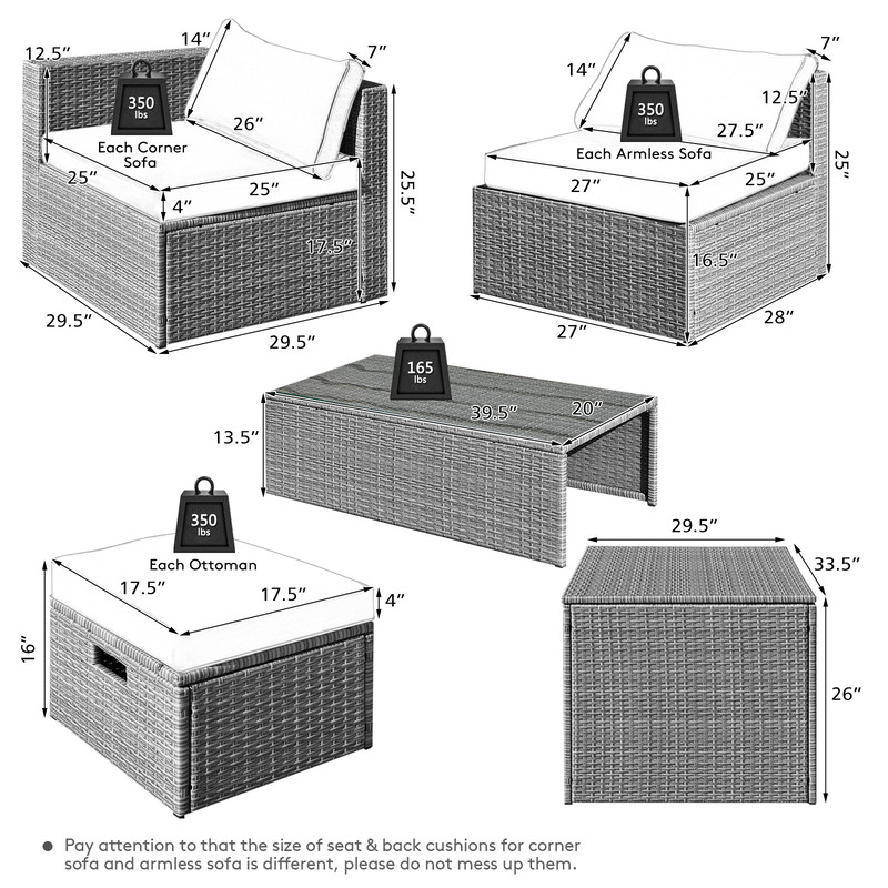8-Piece Patio Rattan Furniture Set with Storage Box, Waterproof Cover & Thick Cushions, Space-Saving Design