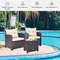 3 Pcs Patio Rattan Furniture Set with Cushioned Conversation Set & Coffee Table Outdoor Lounge Set
