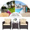 3 Pcs Patio Rattan Furniture Set with Cushioned Conversation Set & Coffee Table Outdoor Lounge Set