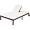 2 Person Patio Rattan Lounge Chair With Adjustable Backrest Double Recliner With Cushions 5