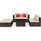 5Piece Outdoor Patio Rattan Furniture Set Sectional Conversation Set With Cushions  Coffee Table 5