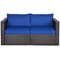 2Piece Patio Rattan Sectional Conversation Sofa Set WeatherResistant Outdoor Lounge Set 5