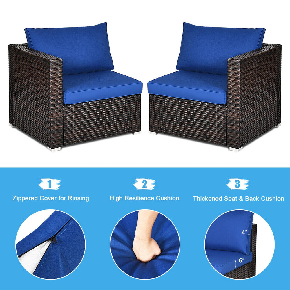 2Piece Patio Rattan Sectional Conversation Sofa Set WeatherResistant Outdoor Lounge Set 3