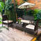 5Piece Rattan Patio Furniture Set With Cushions  Tempered Glass Table AllWeather Lounge Set 1