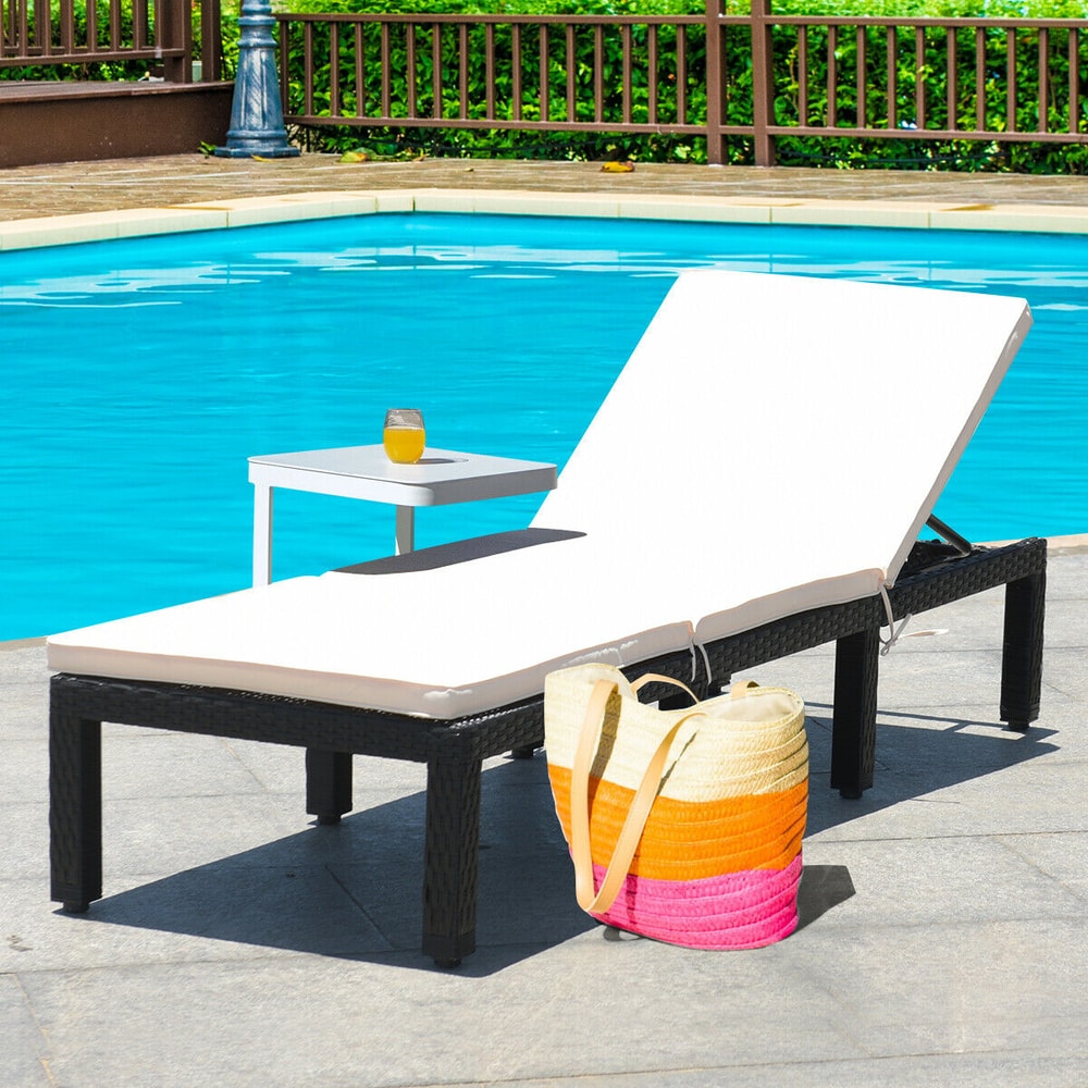 Patio Rattan Cushioned Lounge Chair Height Adjustable Recliner With WeatherResistant Design 1