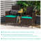 Rattan Patio Conversation Set with Cushioned Loveseat & Glass Table, Outdoor Wicker Sofa Set