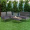 Elegant 4Piece Rattan Patio Furniture Set Acacia Wood Tabletop  WeatherResistant Wicker Design 0