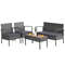 Elegant 4Piece Rattan Patio Furniture Set Acacia Wood Tabletop  WeatherResistant Wicker Design 5