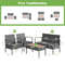 Elegant 4Piece Rattan Patio Furniture Set Acacia Wood Tabletop  WeatherResistant Wicker Design 4