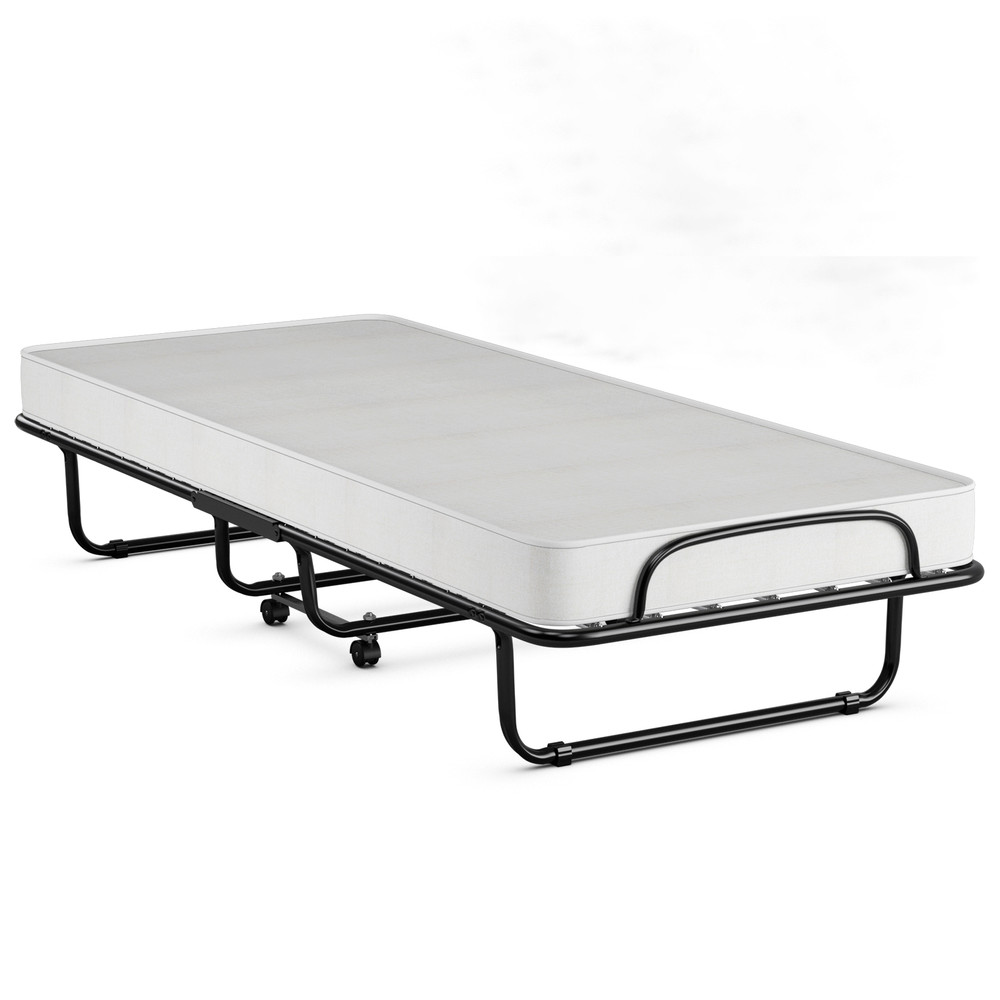 Italian-Made Rollaway Folding Bed with Memory Foam Mattress & Sturdy Metal Frame – Space-Saving Guest Bed