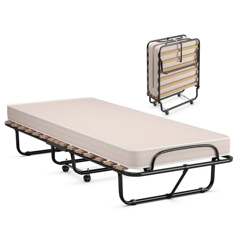75 x 31.5 Inch Extra Guest Folding Bed with Memory Foam Mattress, Comfortable Sleeper for Adults