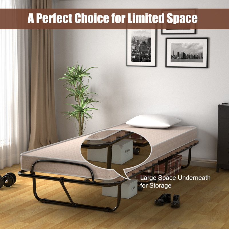 75 x 31.5 Inch Extra Guest Folding Bed with Memory Foam Mattress, Comfortable Sleeper for Adults