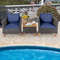 3Piece Patio Rattan Bistro Furniture Set With Acacia Wooden Table Top Navy Cushion Option 1