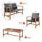4Piece PE Rattan Patio Furniture Set With Solid Acacia Wood Outdoor Dining  Lounge Set 5