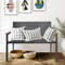 Outdoor Patio Rattan Wicker Bench With Armrest For Garden Durable PE Rattan  Steel Frame 1