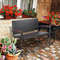Outdoor Patio Rattan Wicker Bench With Armrest For Garden Durable PE Rattan  Steel Frame 3