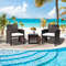 3Piece Patio Wicker Furniture Set With Storage Table Protective Cover Durable Outdoor Seating 1