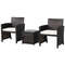 3Piece Patio Wicker Furniture Set With Storage Table Protective Cover Durable Outdoor Seating 3