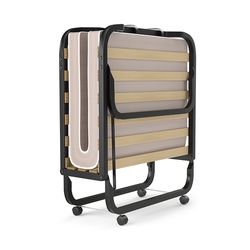 premium rollaway folding bed with memory foam mattress made in italy, portable guest bed with wheels and wooden slats