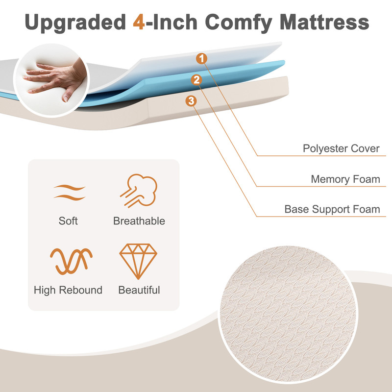 Premium Rollaway Folding Bed With Memory Foam Mattress Made In Italy Portable Guest Bed With Wheels 6