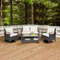 Outdoor Patio Rattan Furniture Set With Cushioned Loveseat Chairs  2Tier Storage Table 1