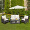 Outdoor Patio Rattan Furniture Set With Cushioned Loveseat Chairs  2Tier Storage Table 2