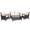 Outdoor Patio Rattan Furniture Set With Cushioned Loveseat Chairs  2Tier Storage Table 0