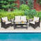 Outdoor Patio Rattan Furniture Set With Cushioned Loveseat Chairs  2Tier Storage Table 5