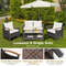 Outdoor Patio Rattan Furniture Set With Cushioned Loveseat Chairs  2Tier Storage Table 3