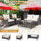Outdoor Patio Rattan Furniture Set With Cushioned Loveseat Chairs  2Tier Storage Table 4