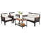 Outdoor Patio Rattan Acacia Wood Furniture Set With Cushions And Armrest WeatherResistant Garden Se 7