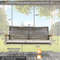 Weatherproof Rattan Hanging Porch Swing Chair With Soft Cushion And Acacia Armrests Ideal For Patio 6