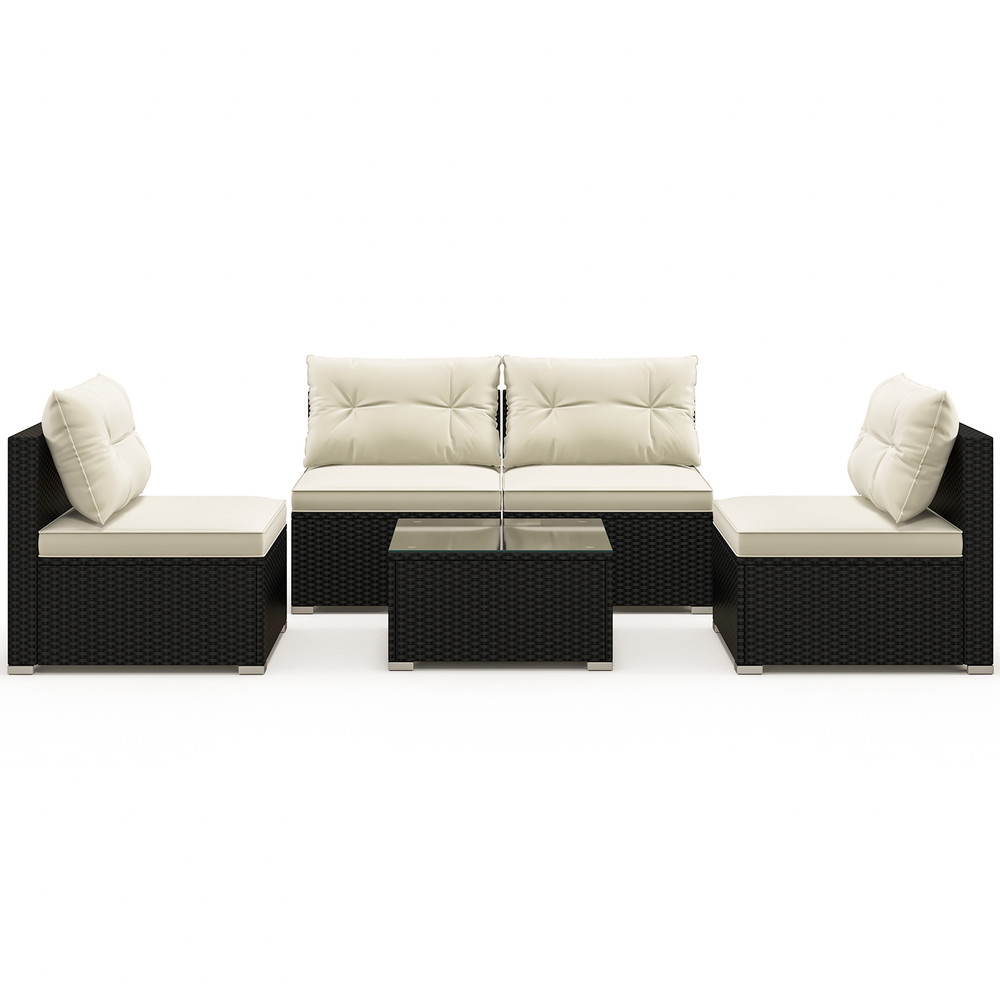 Outdoor Patio Furniture Set With Cushions And Glass Coffee Table Wicker Sectional Seating Set For D 0